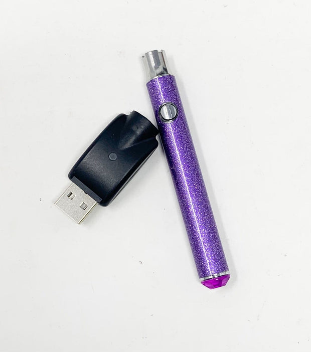 510 Threaded Battery Lavender Glitter Purple Crystal Starter Kit