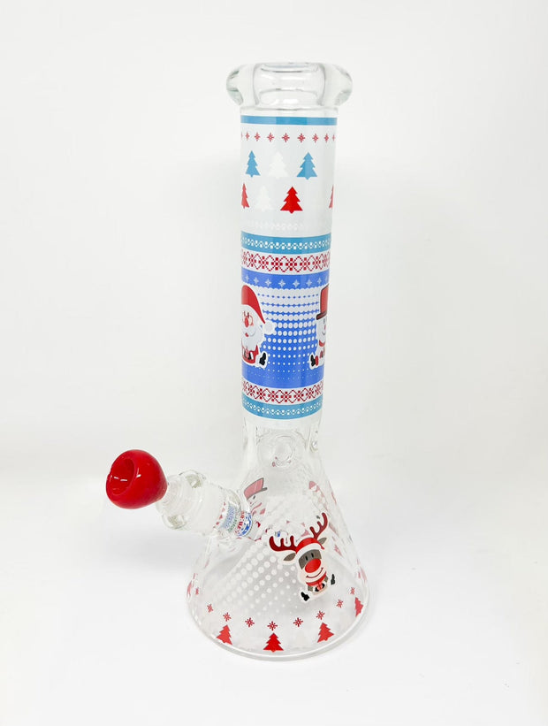 Holly Jolly Christmas Sweater Beaker Glass Water Pipe/Bong