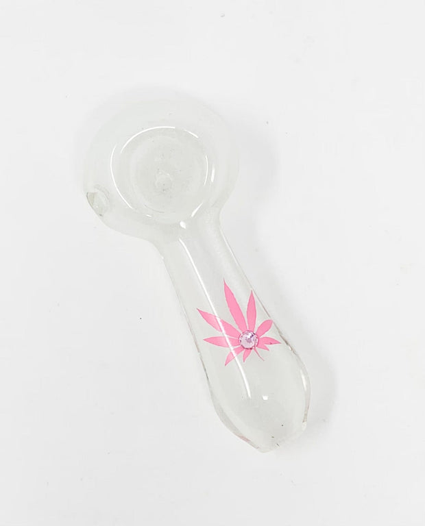 Glow In The Dark Weed Leaf Crystal Glass Hand Pipe