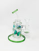 Green Floral Butterflies Bent Neck Glass Water Hand Pipe/Dab Rig