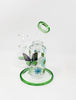 Green Floral Butterflies Bent Neck Glass Water Hand Pipe/Dab Rig