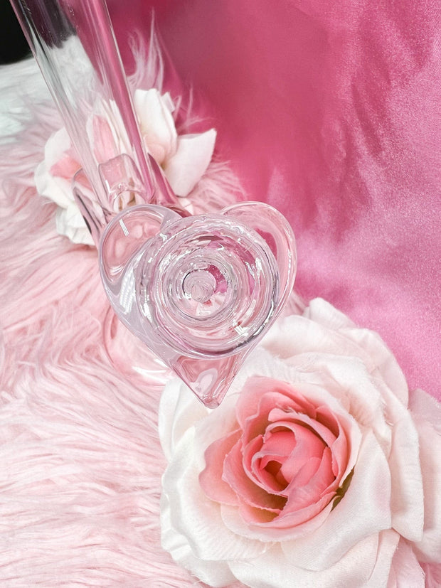 Pink Cupid Heart Glass Water Pipe/Dab Rig
