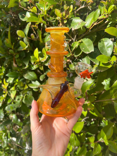 Fumed Stingray Glass Water Pipe/Dab Rig Set