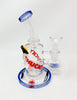 Blue Chucky Doll Horror Bent Neck Glass Water Hand Pipe/Dab Rig