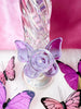 Iridescent Swirl Butterfly Straight Tube Glass Water Pipe/Bong