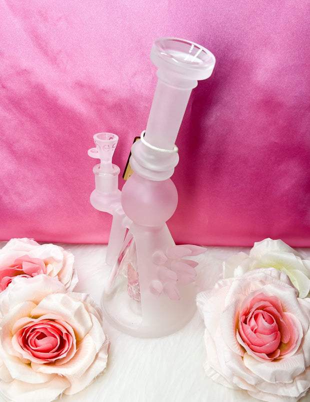 Cheech Pink Crystal Glass Water Pipe/Dab Rig