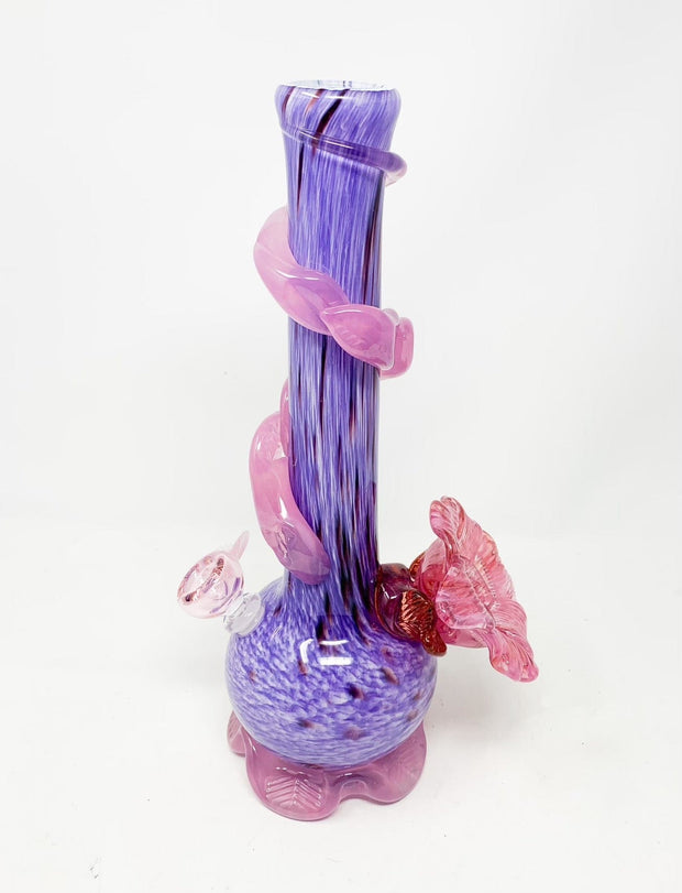Noble Glass Lavender Spotted Pink Flower Flower Heady Glass Water Pipe/Bong