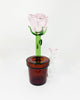 Pink Rose Flower Pot Glass Water Pipe/Dab Rig