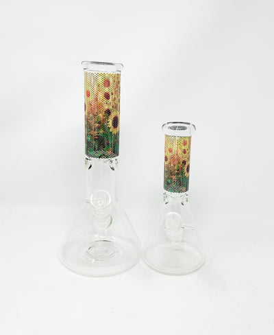 Yellow Sunflower Beaker Glass Water Pipe/Bong