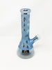 Blue Metallic Weed Leaves Beaker Glass Water Pipe 8.5in Bong