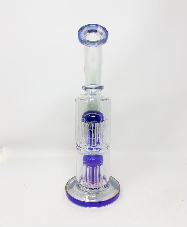 StayLit Iridescent Double Tree Perc Bent Neck Glass Water Pipe/Rig