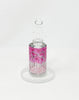 Pink Ombré Bow Perforated Vinyl Bent Neck Glass Water Hand Pipe/Dab Rig