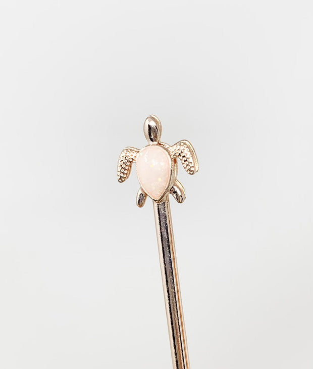Rose Gold Turtle Peach Opal Stone Ring Joint Holder