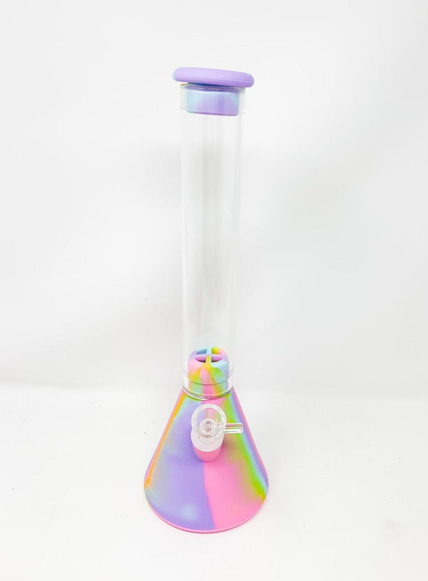 Pink Purple Swirl 14in Silicone Water Pipe/Bong