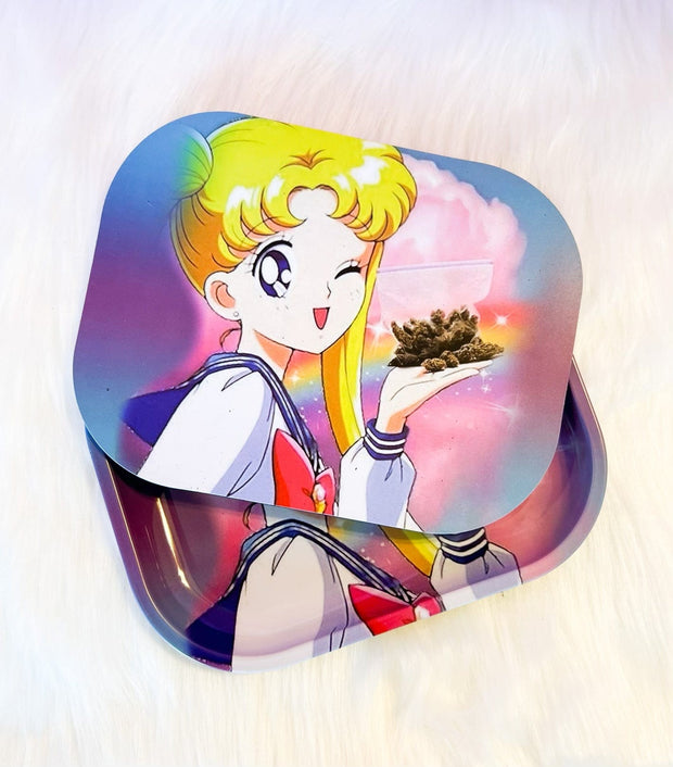 Anime Girl with Magnetic Lid Rolling Tray
