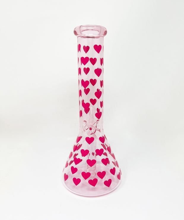 Pink Hearts Glass Water Pipe/Bong