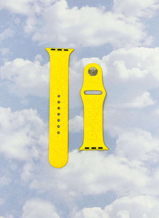 Smiley Faces Engraved Silicone Apple Watch Band