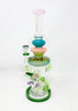Rainbow Crystal Tattoo 12in Recycler Glass Water Pipe/Dab Rig is