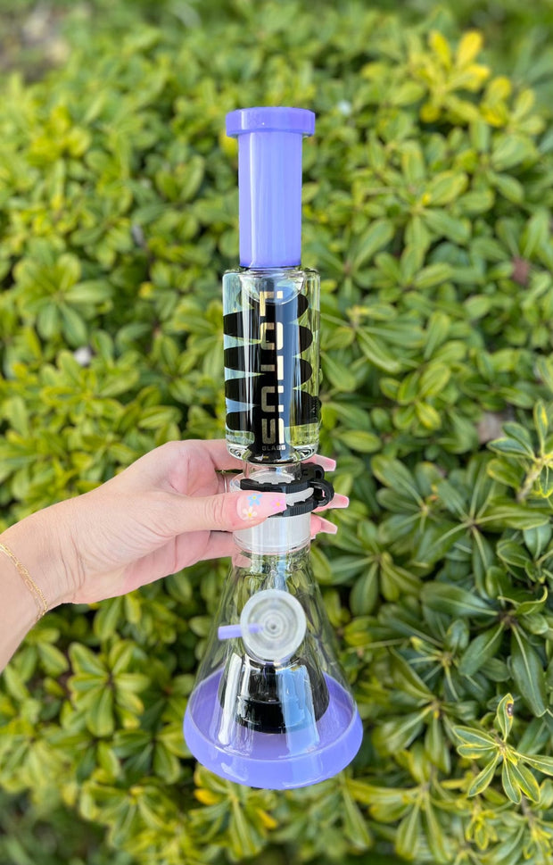 Lotus Milky Jade 14in Detachable Freezable Glass Water Pipe/Bong