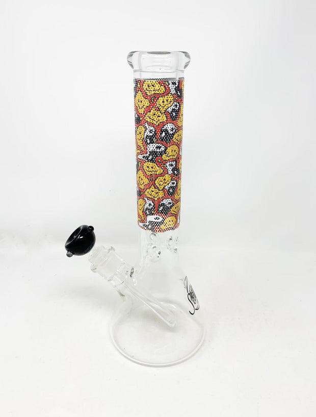 Melting Smiley Face Ying Yang 12in Glass Water Pipe/Bong