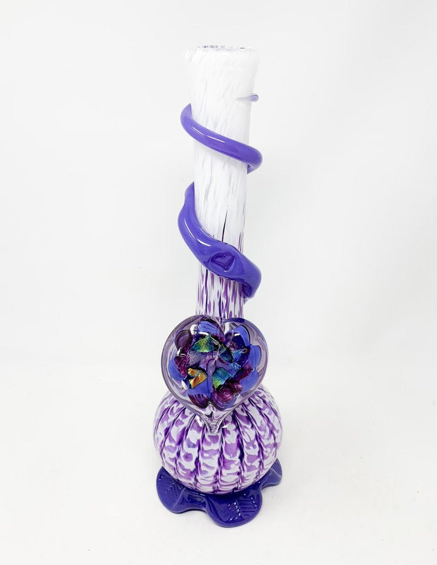 Noble Glass White Purple Heart Heady Glass Water Pipe/Bong