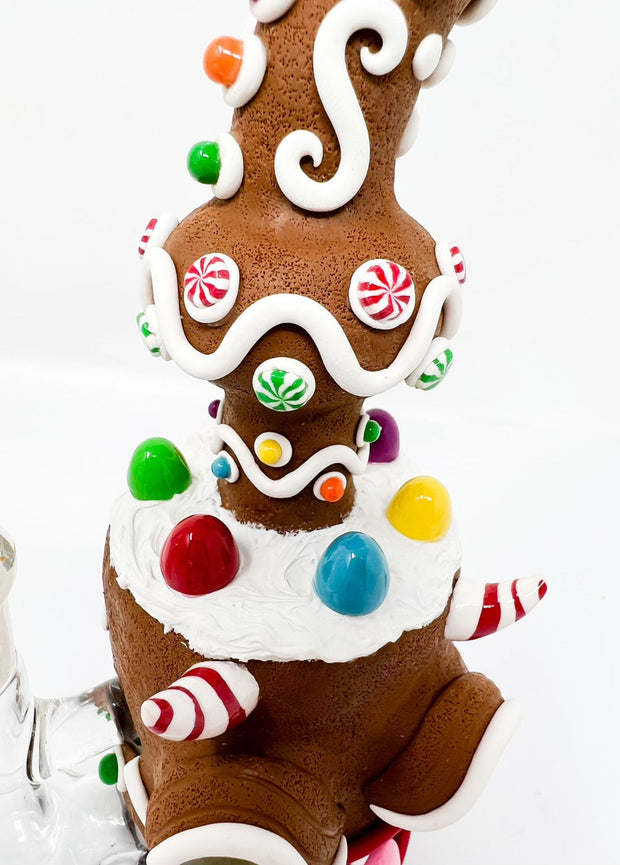 Angry Gingerbread Man Fiend Bent Neck Glass Water Pipe/Rig