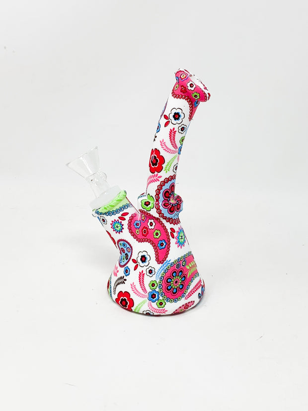 White Paisley Silicone Water Pipe/Bong