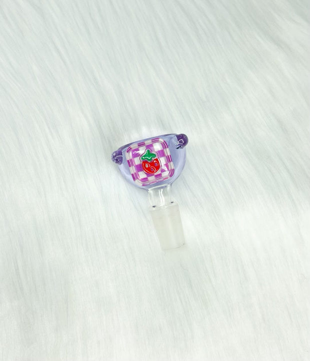 Purple Checkered Strawberry 14mm Glass Bowl