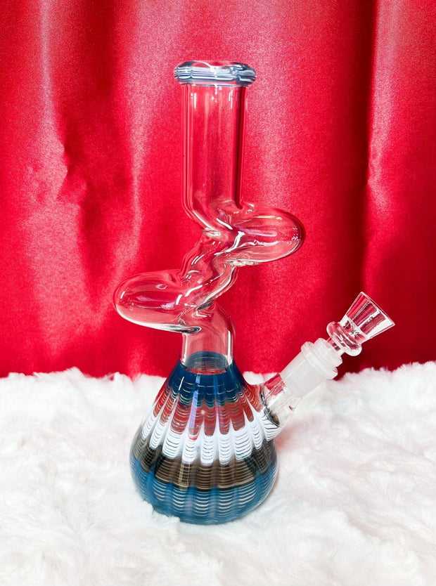 Red White Blue Zong Glass Water Pipe/Bong