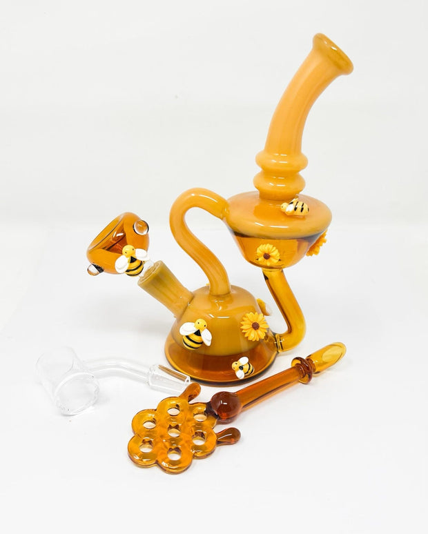 Honey Bee Beehive Recycler Glass Water Pipe/Dab Rig