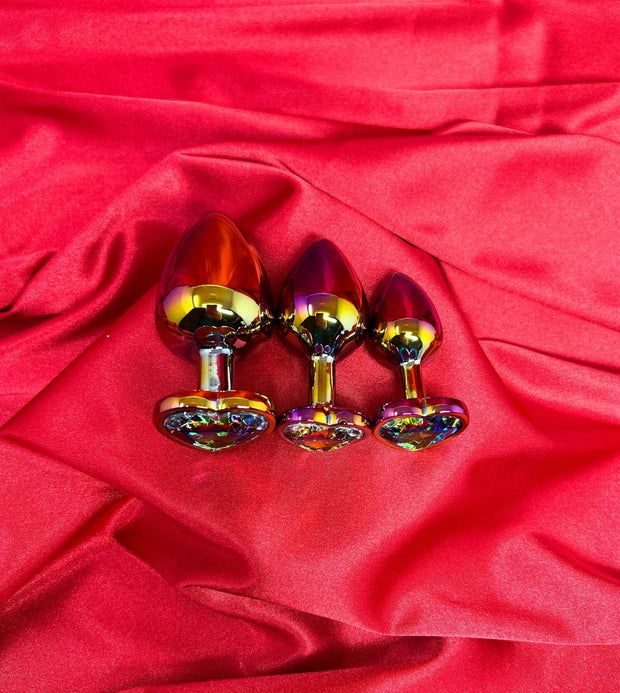 Electroplated Iridescent Crystal Heart Anal Plug