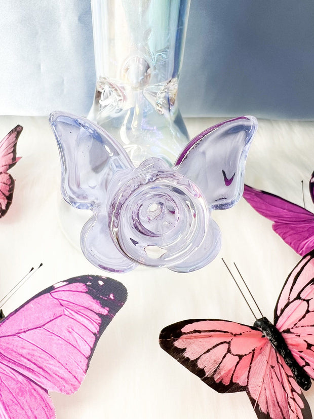 Iridescent Butterfly 10in Glass Water Pipe/Bong