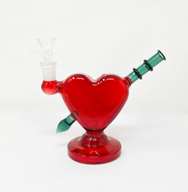 Cupids Arrow Red Heart Glass Water Pipe/Dab Rig