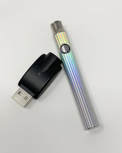 510 Threaded Battery Silver Galaxy Rainbow Holographic Vape Pen
