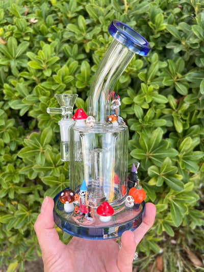 Evil Gnomes Bent Neck Glass Water Pipe/Rig