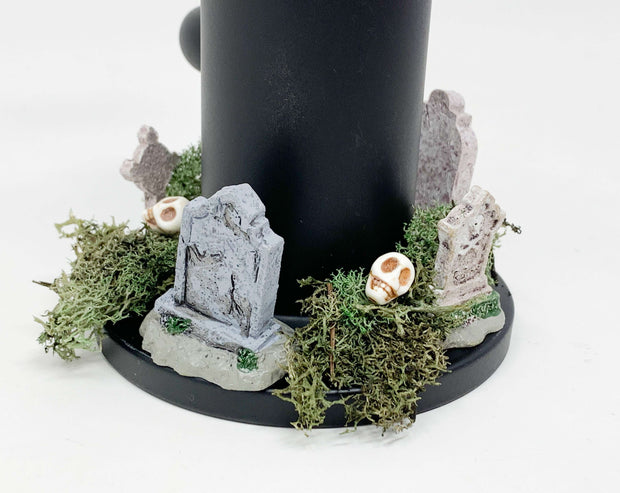 Skull Graveyard Matte Black Bent Neck Glass Water Hand Pipe/Dab Rig