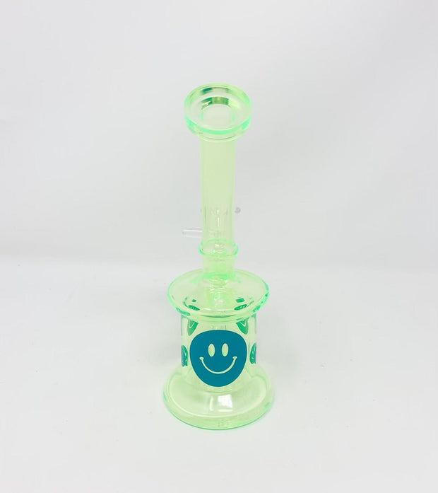 Orange Happy Smiley Face 7.5in Glass Water Pipe/Dab Rig