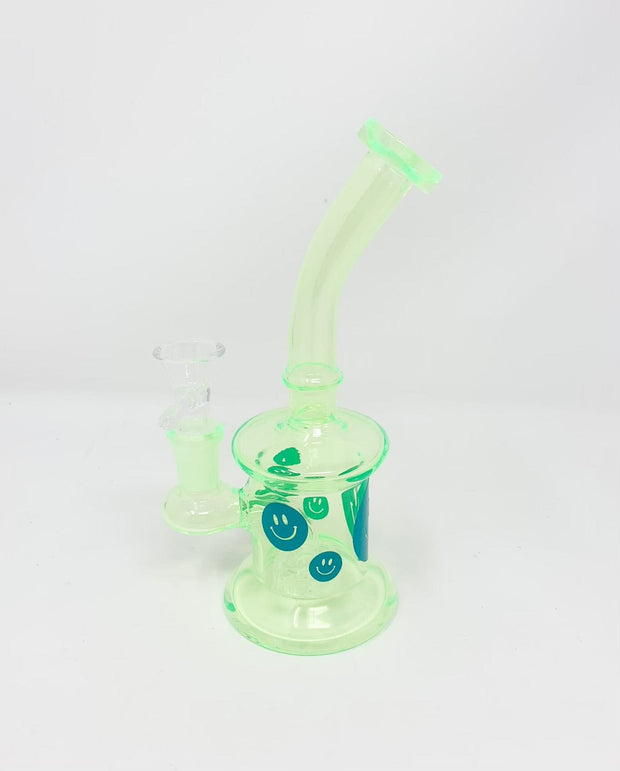 Orange Happy Smiley Face 7.5in Glass Water Pipe/Dab Rig