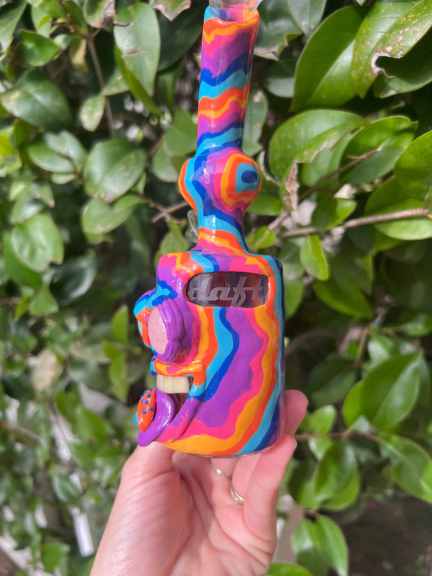Trippy Rainbow Fiend #2 Bent Neck Glass Water Pipe/Rig