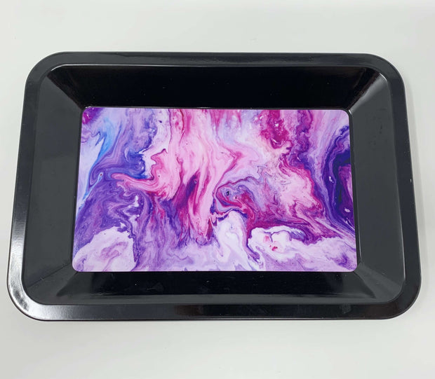 Pink Purple Marble Weed Rolling Tray