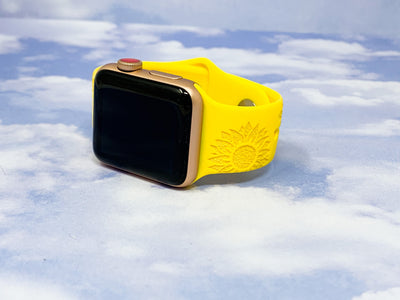 Sunflowers Engraved Silicone Apple Watch Band