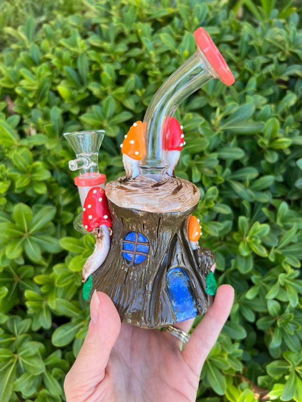 Magical Mushroom Cottage Glass Water Pipe/Dab Rig