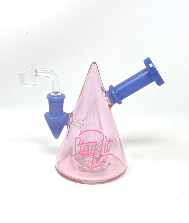 StayLit Design Two Tone Pyramid Glass Water Pipe/Dab Rig