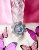 Iridescent Swirl Butterfly Straight Tube Glass Water Pipe/Bong