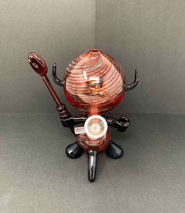 BossHaas Black Red Opal Dab Dude Heady Glass Water Pipe/Dab Rig