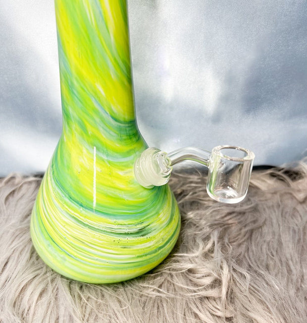 Noble Glass Green Swirl Beaker Heady Glass Water Pipe/Bong