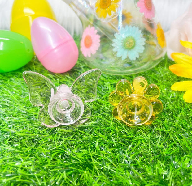 Pastel Iridescent Dried Floral Glass Water Pipe/Bong