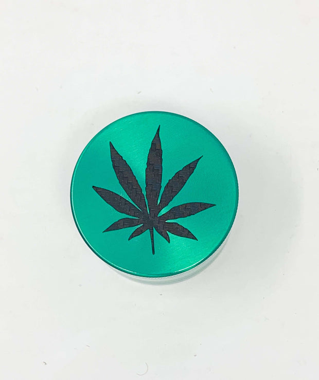 True Green Herb Grinder Carbon Fiber Weed Leaf 4 Piece 55mm W/ Cleaning Tool