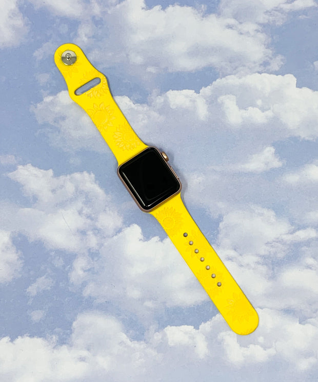 Sunflowers Engraved Silicone Apple Watch Band