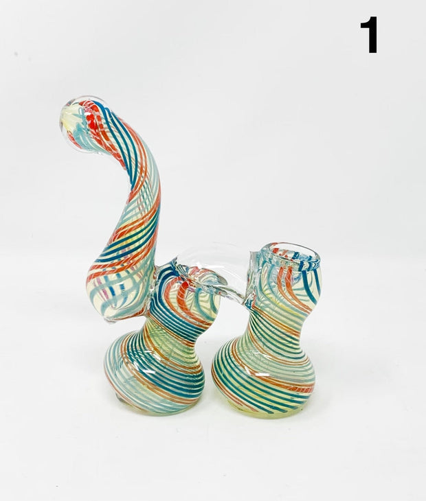 Swirl Double Chamber Glass Hand Pipe/Bubbler